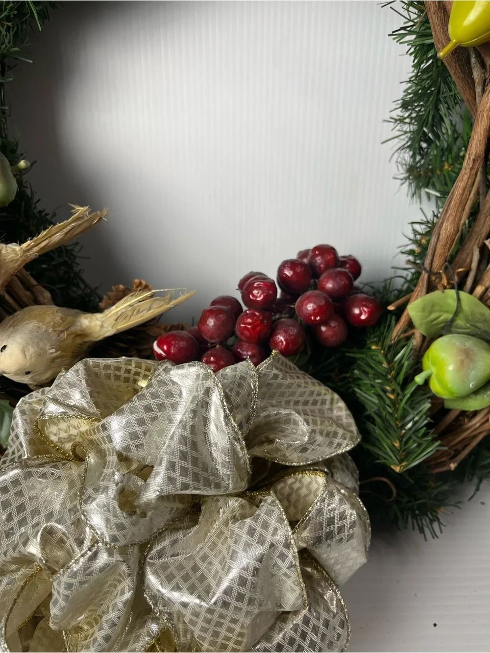 21” handcrafted sugared fruit Christmas Wreath